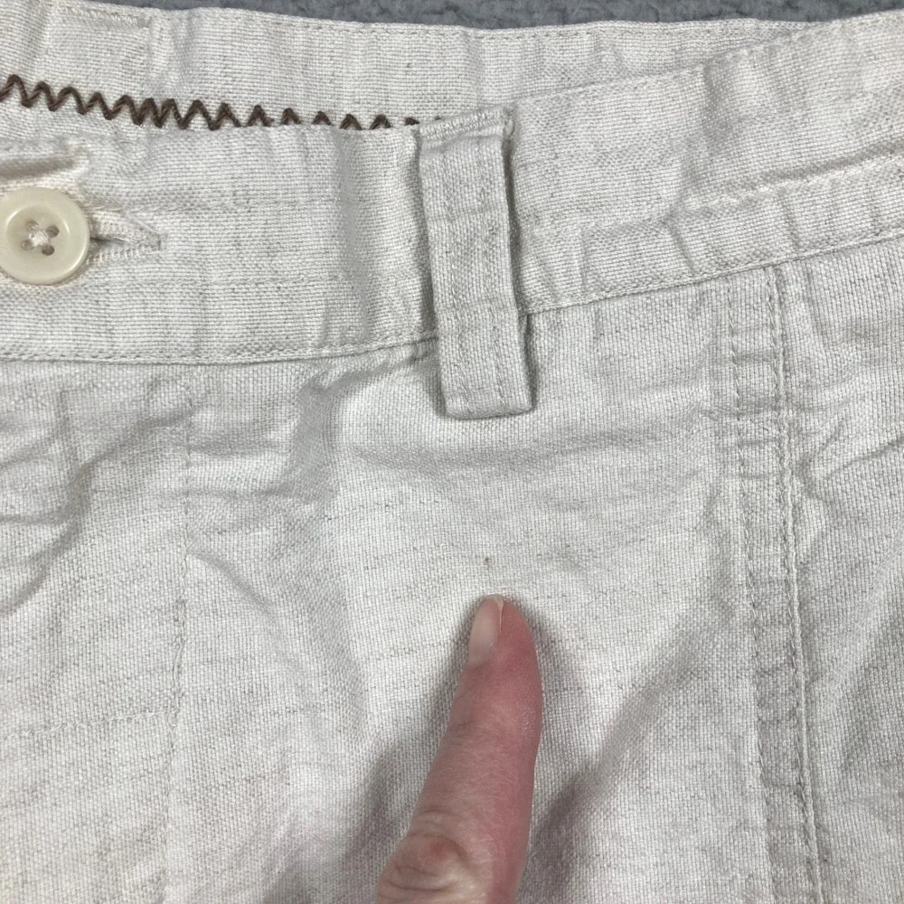 Cubavera Cargo Shorts Men 32 Beige Linen Cotton Blend Pineapple Logo 9 in Inseam